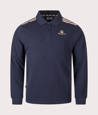 Stripes Piquet Long Sleeve Polo Shirt: 11 Navy 