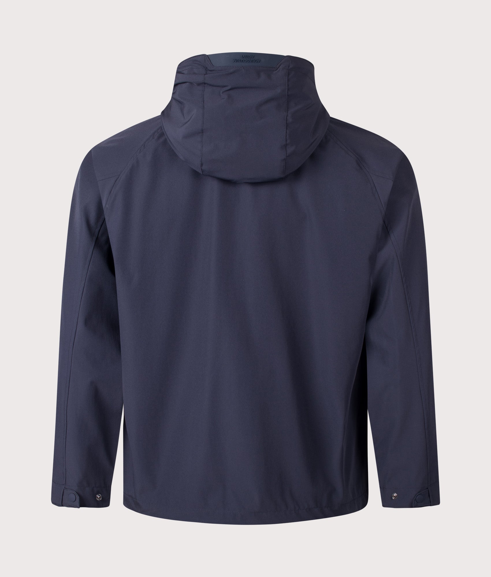 Aquascutum Shell SP Hooded Jacket in Navy at EQVVS Menswear. Back shot.