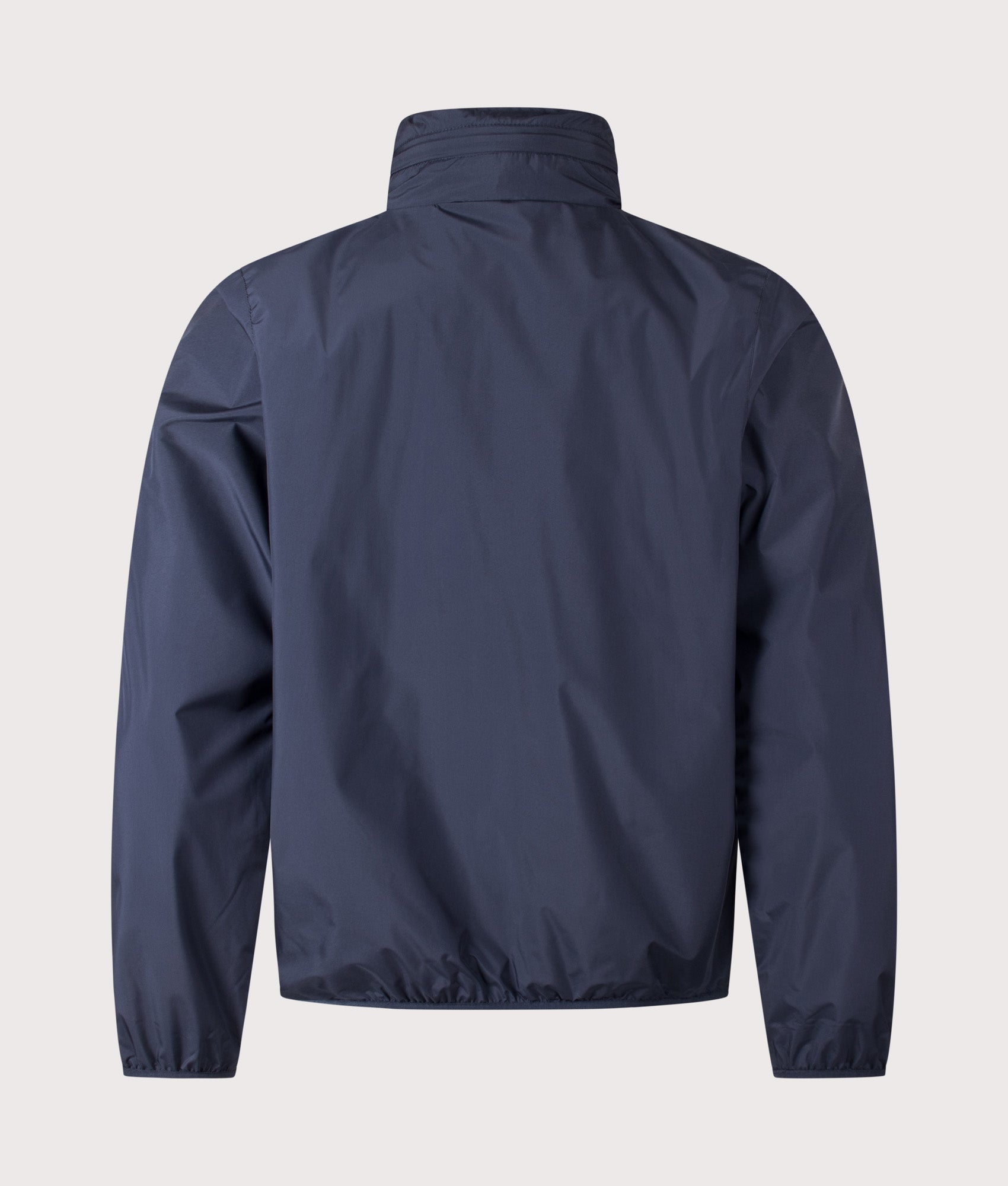 Aquascutum RLG Badge Windbreaker in Navy at EQVVS Menswear. Back shot.
