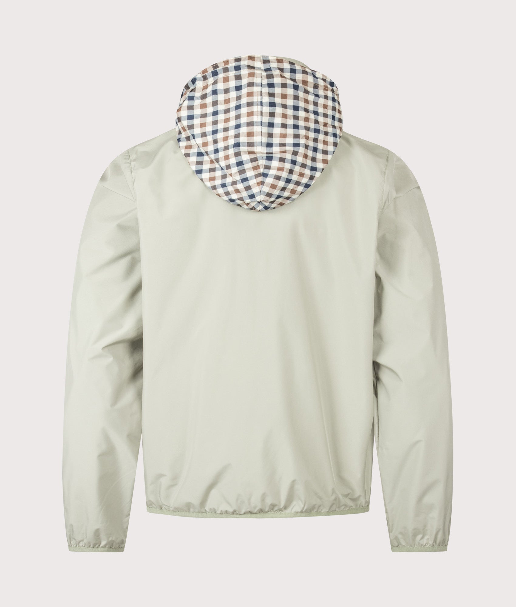 Aquascutum RLG Badge Windbreaker  in Salvia at EQVVS Menswear. Back shot with Hood.