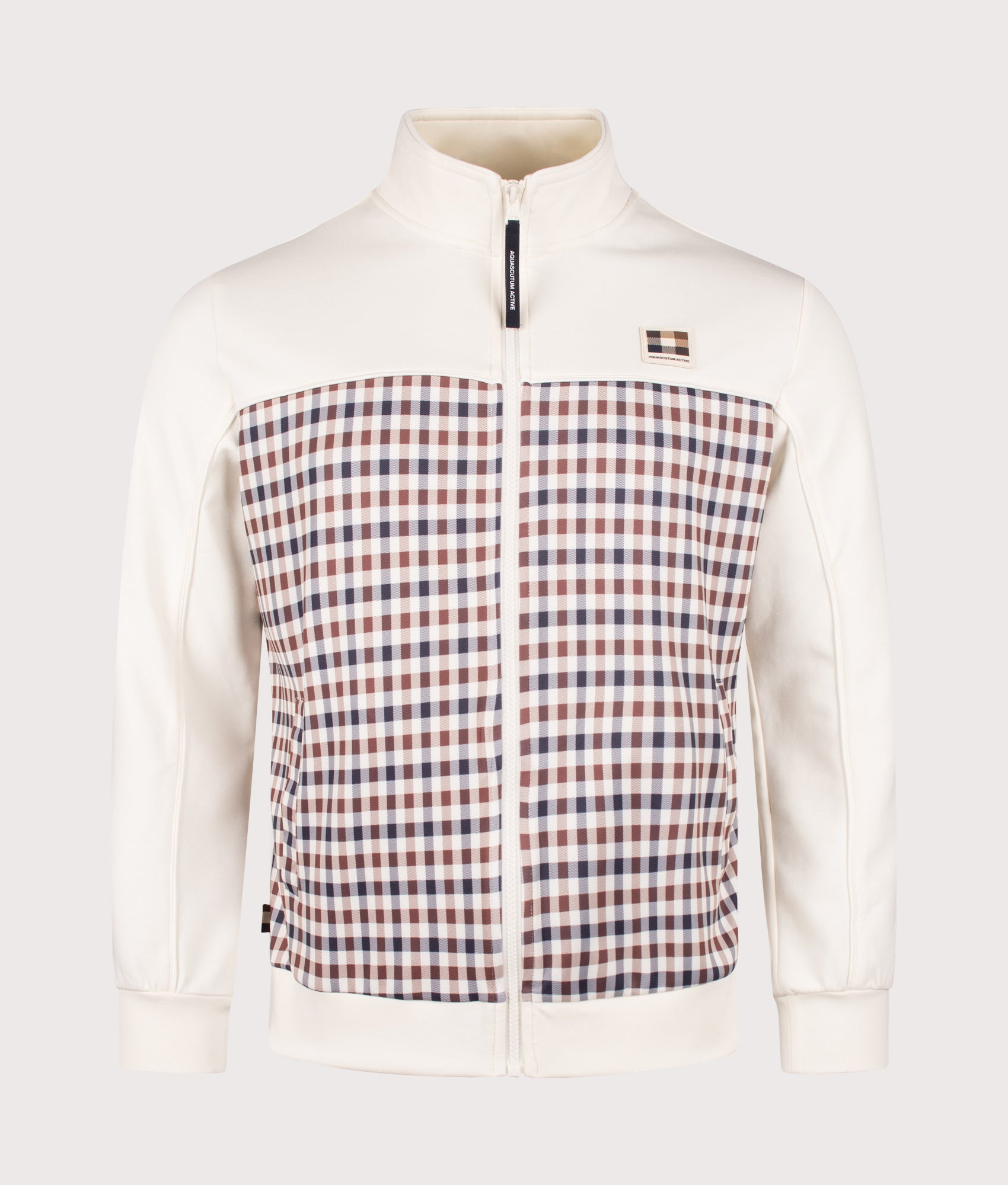 Aquascutum CC Scuba Track Top in Old White at EQVVS Menswear. Front shot.