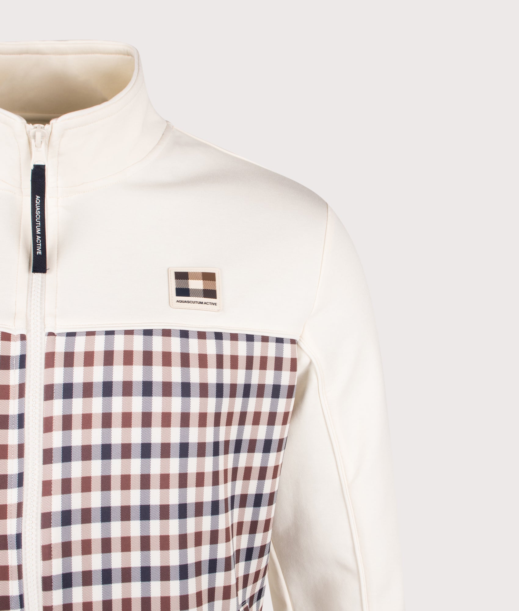Aquascutum CC Scuba Track Top in Old White at EQVVS Menswear. Detail shot.