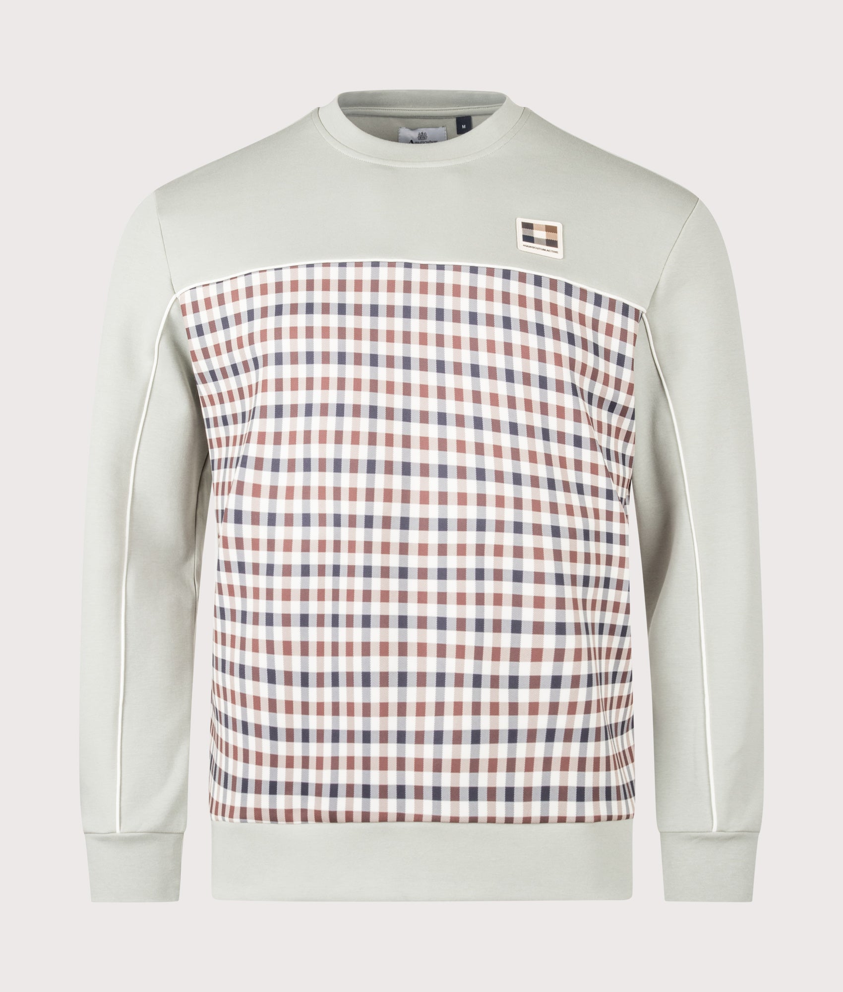 Aquascutum Club Check Crewneck Sweatshirt in Salvia at EQVVS Menswear. Front shot.
