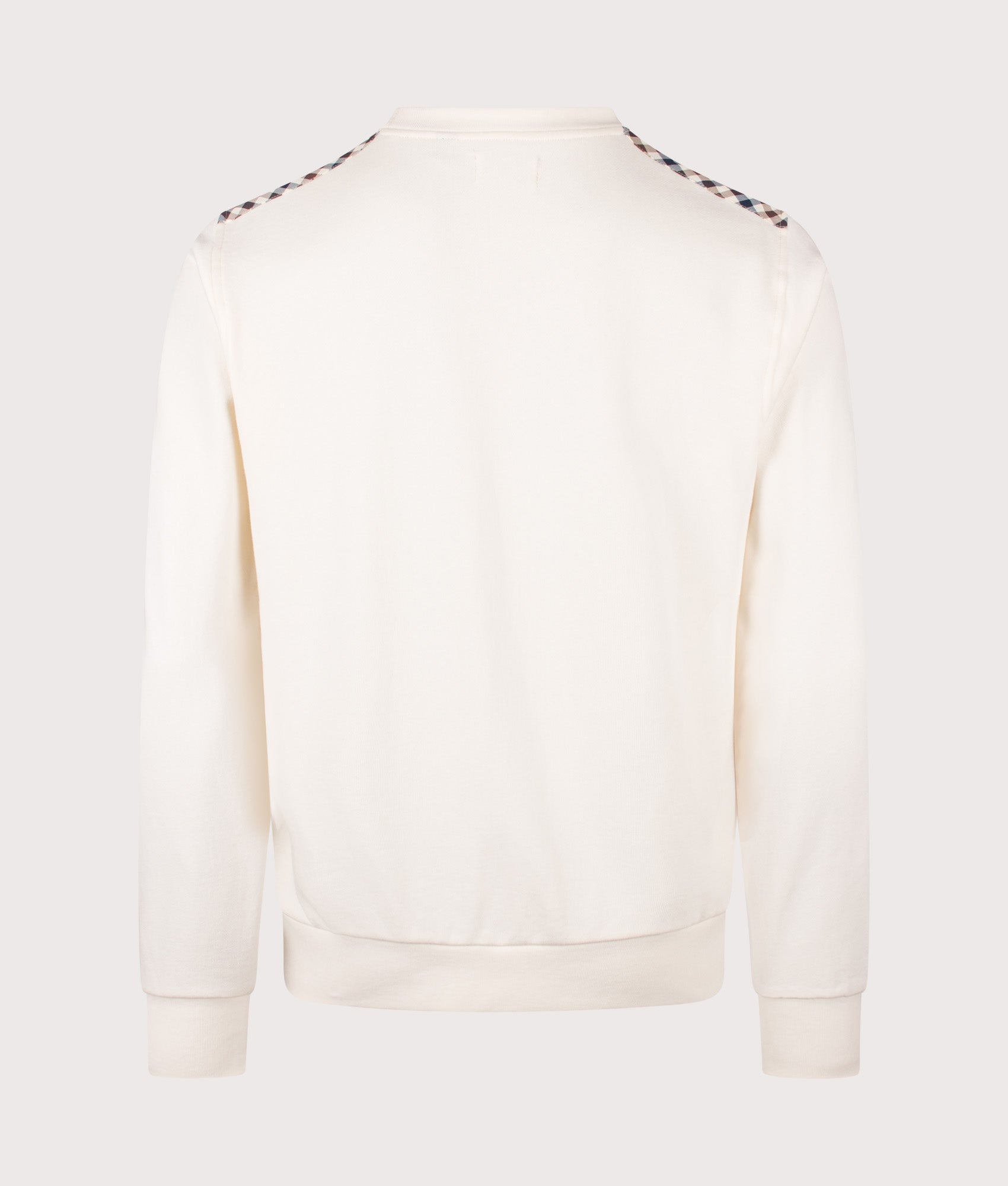 Aquascutum Lamina Insert Crewneck Sweatshirt in Old White at EQVVS Menswear. Back shot.