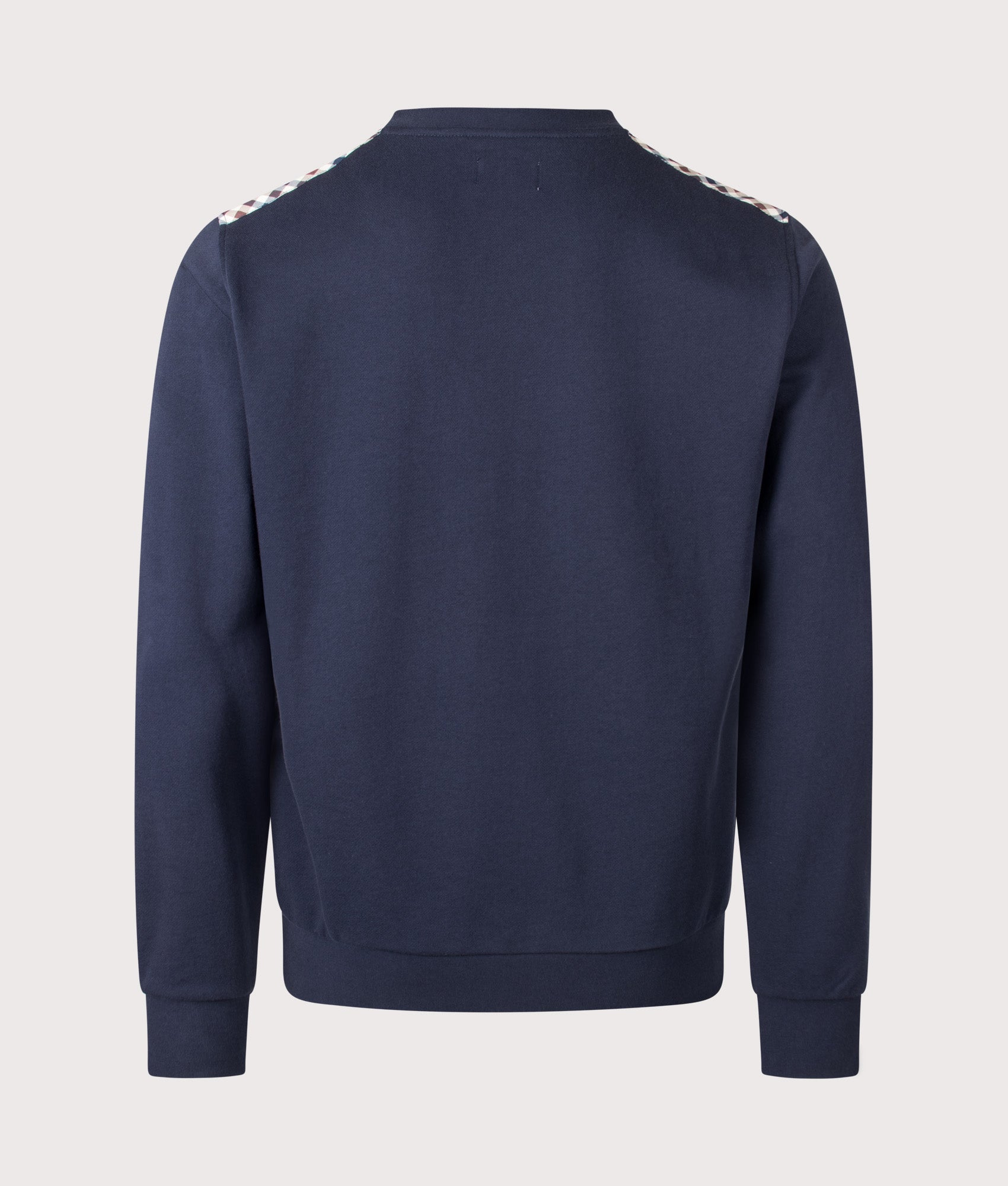 Aquascutum Lamina Insert Crewneck Sweatshirt in Navy at EQVVS Menswear. Back shot.