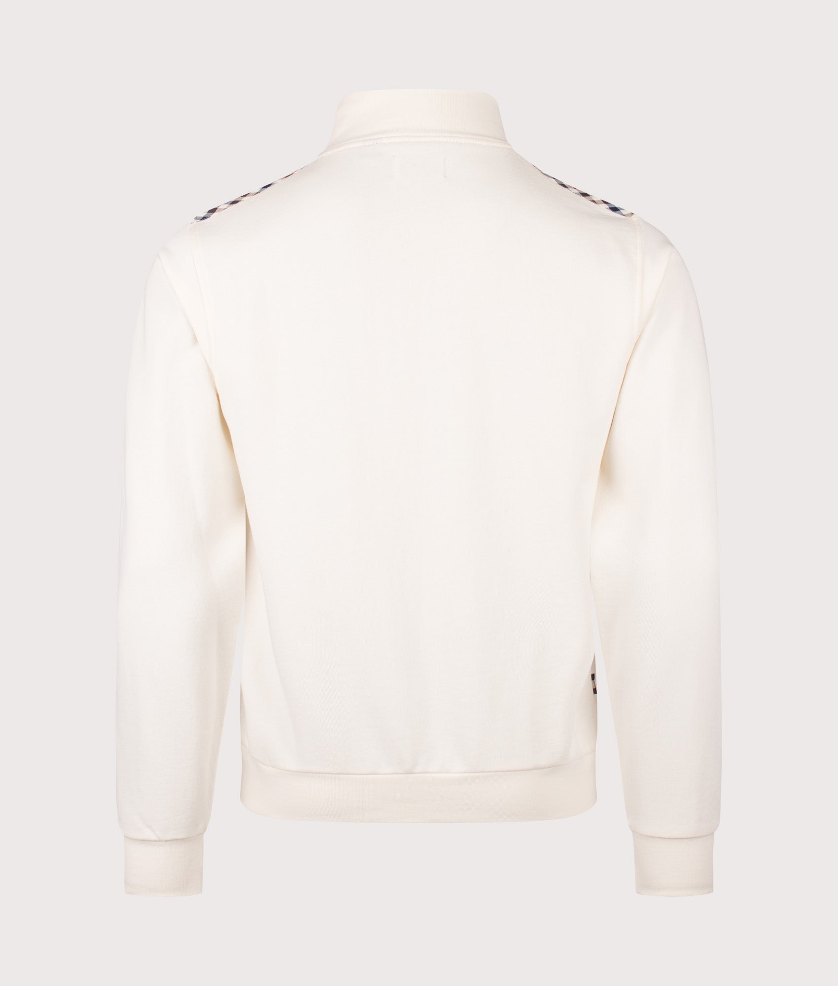 Aquascutum Lamina Insert Mock Neck Track Top in Old White at EQVVS Menswear. Back shot.