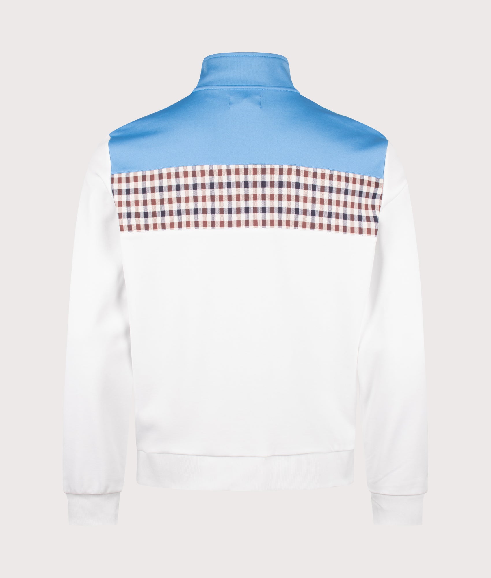 Aquascutum Club Check Stripes Track Top in Avio at EQVVS Menswear. Back shot.