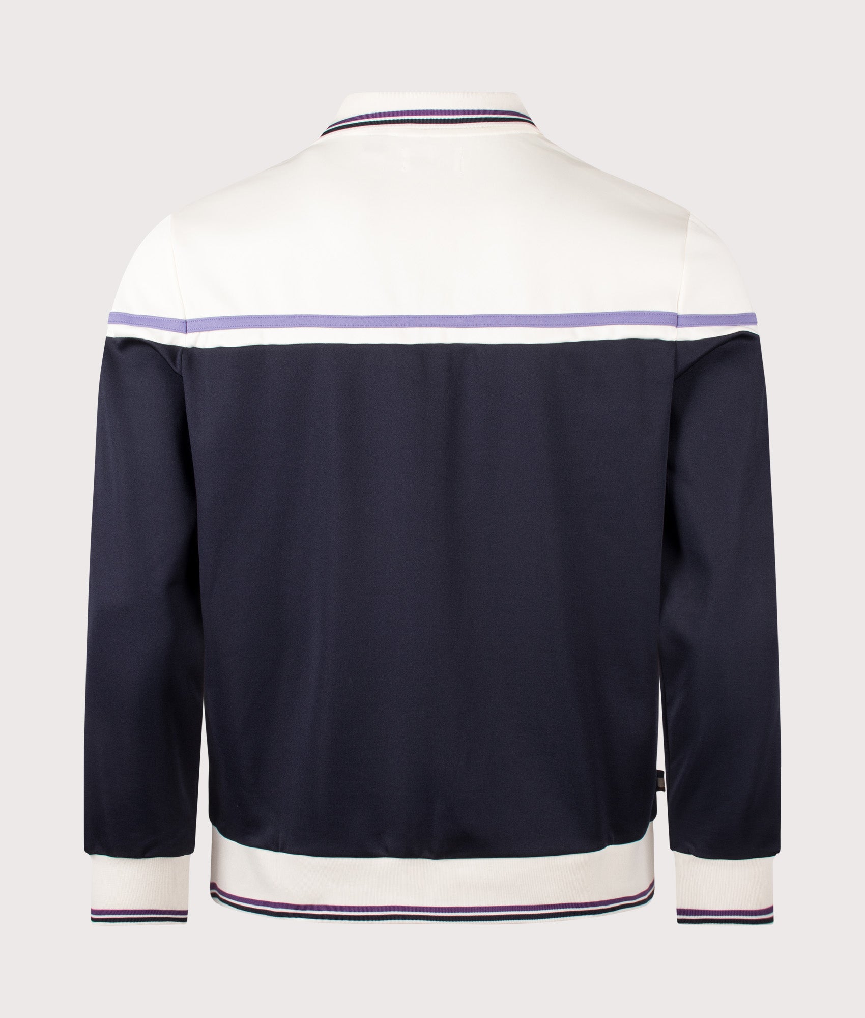 Aquascutum Polo Collar Track Top in Old White at EQVVS Menswear. Back shot.