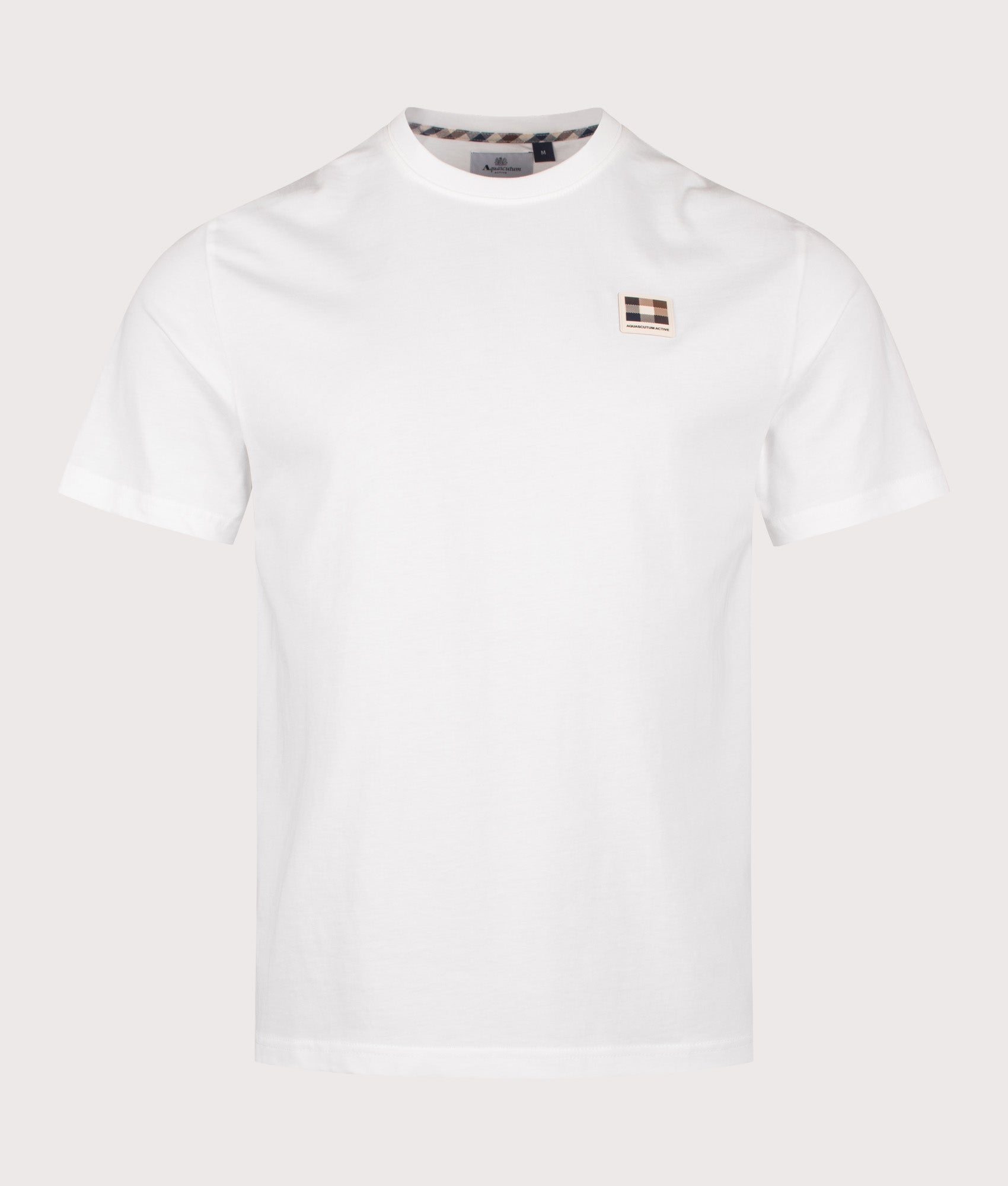 Aquascutum Badge T-Shirt in Old White at EQVVS Menswear. Front shot.