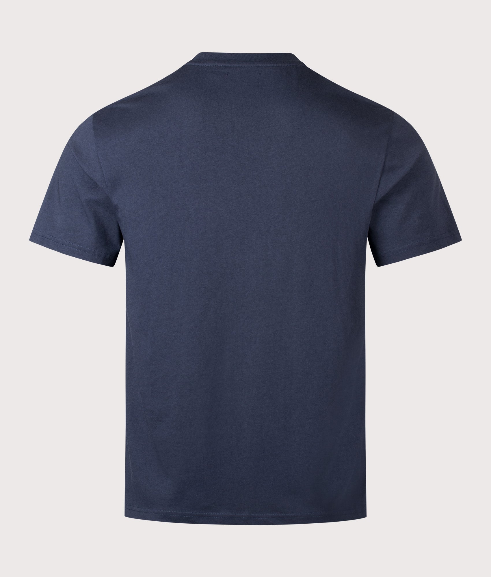 Aquascutum Badge T-Shirt in Navy at EQVVS Menswear. Back shot.