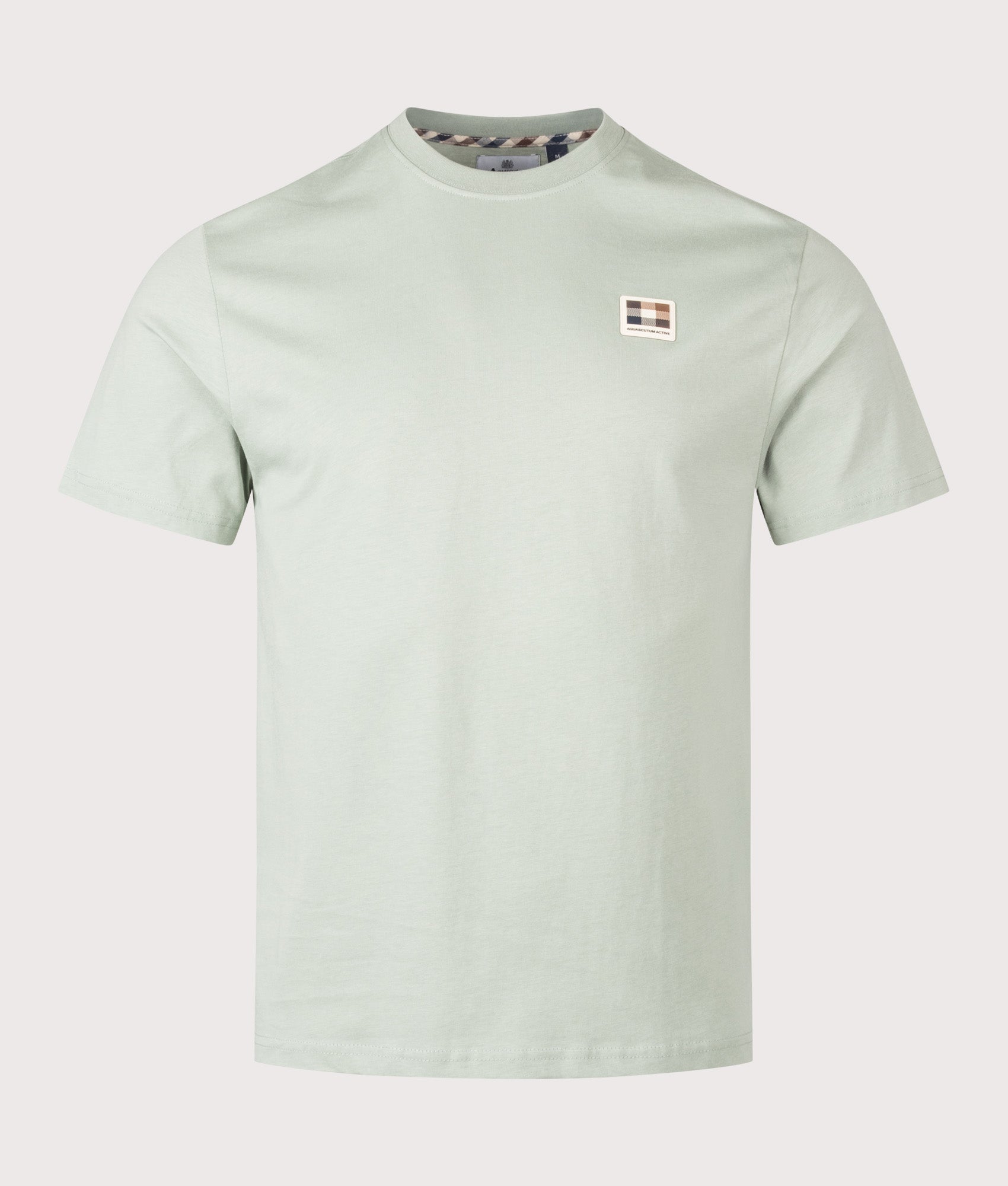 Aquascutum Badge T-Shirt in Salvia at EQVVS Menswear. Front shot.