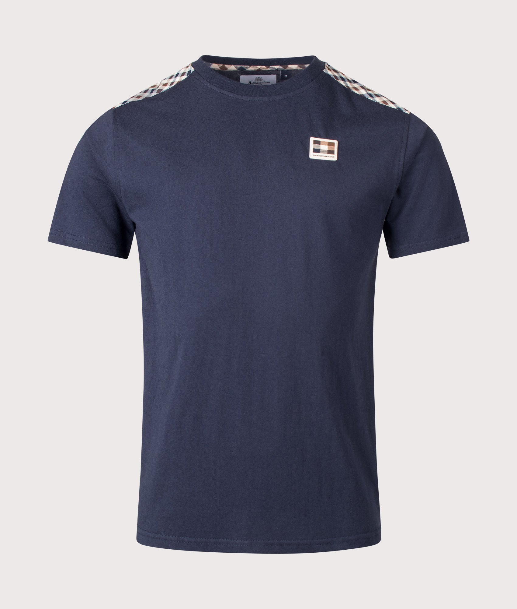 Aquascutum Insert Lamina T-Shirt in Navy at EQVVS Menswear. Front shot.