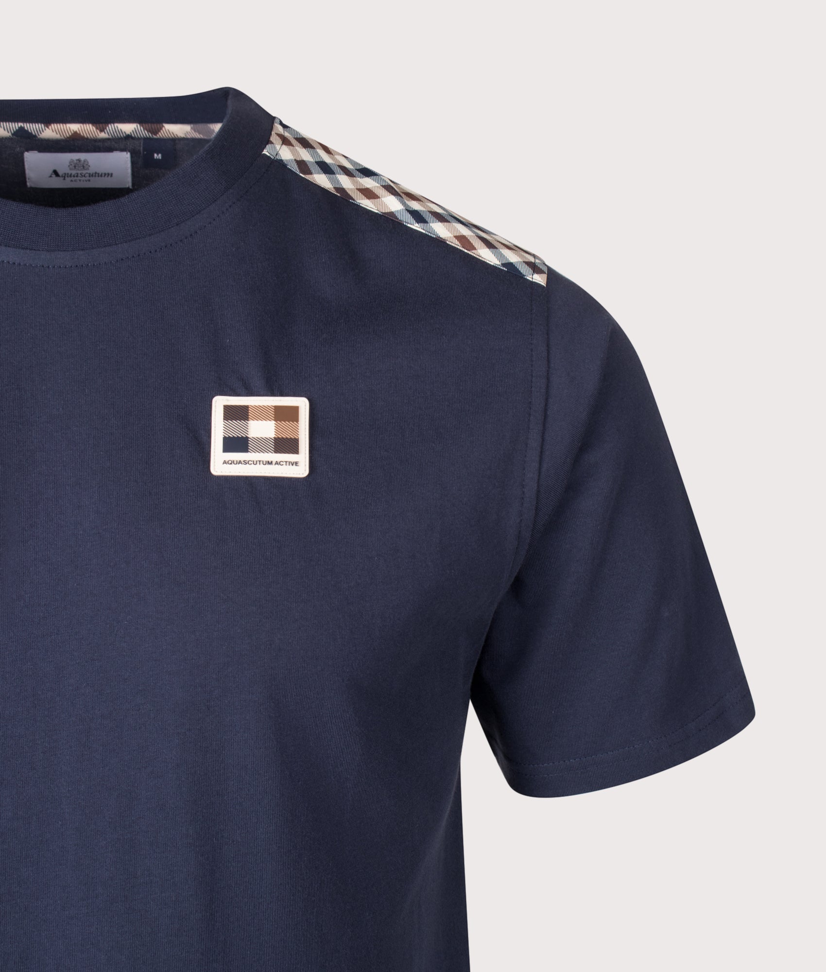 Aquascutum Insert Lamina T-Shirt in Navy at EQVVS Menswear. Detail shot.