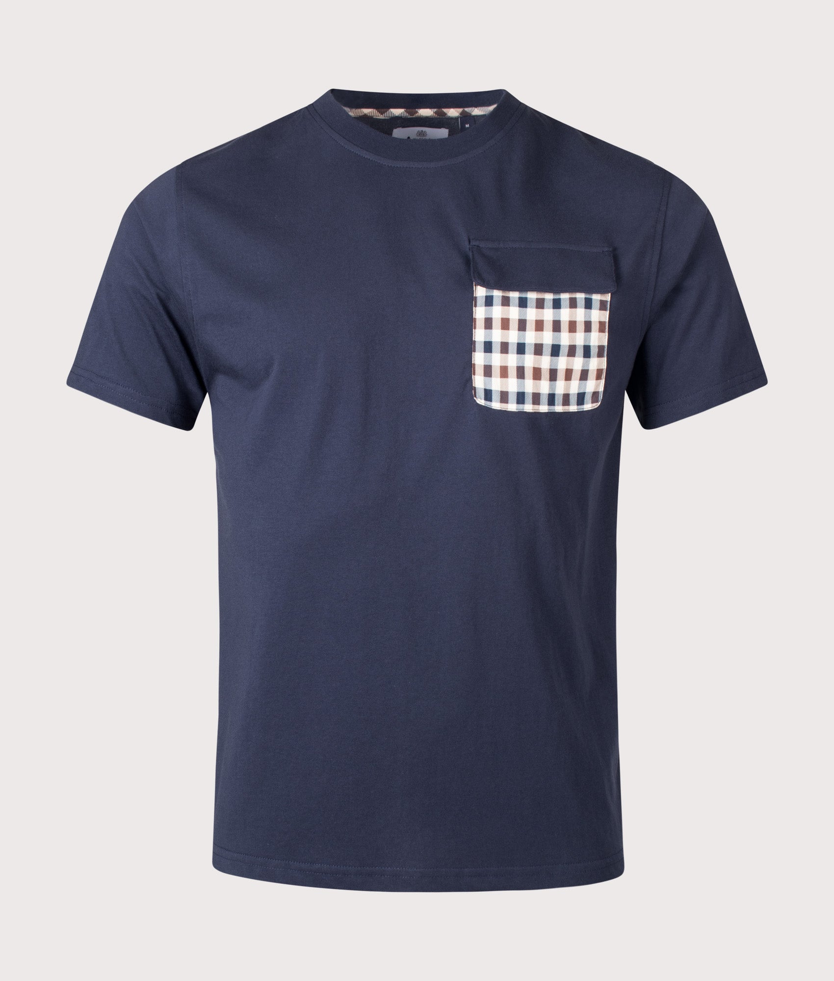 Aquascutum Lamina Pocket T-Shirt in Navy at EQVVS Menswear. Front shot.