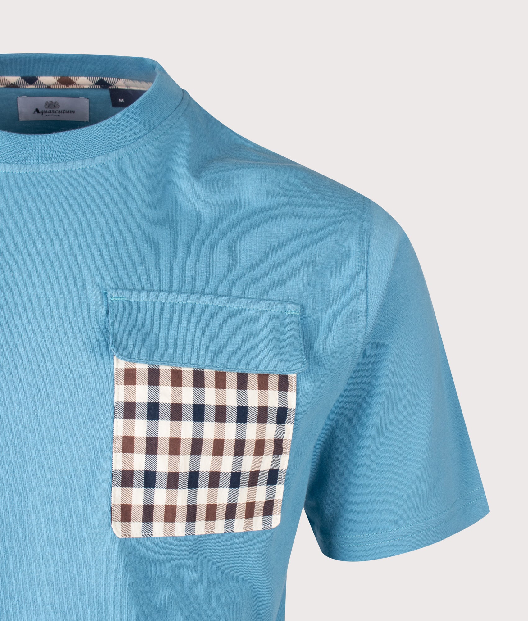 Aquascutum Lamina Pocket T-Shirt in Avio at EQVVS Menswear. Detail shot.