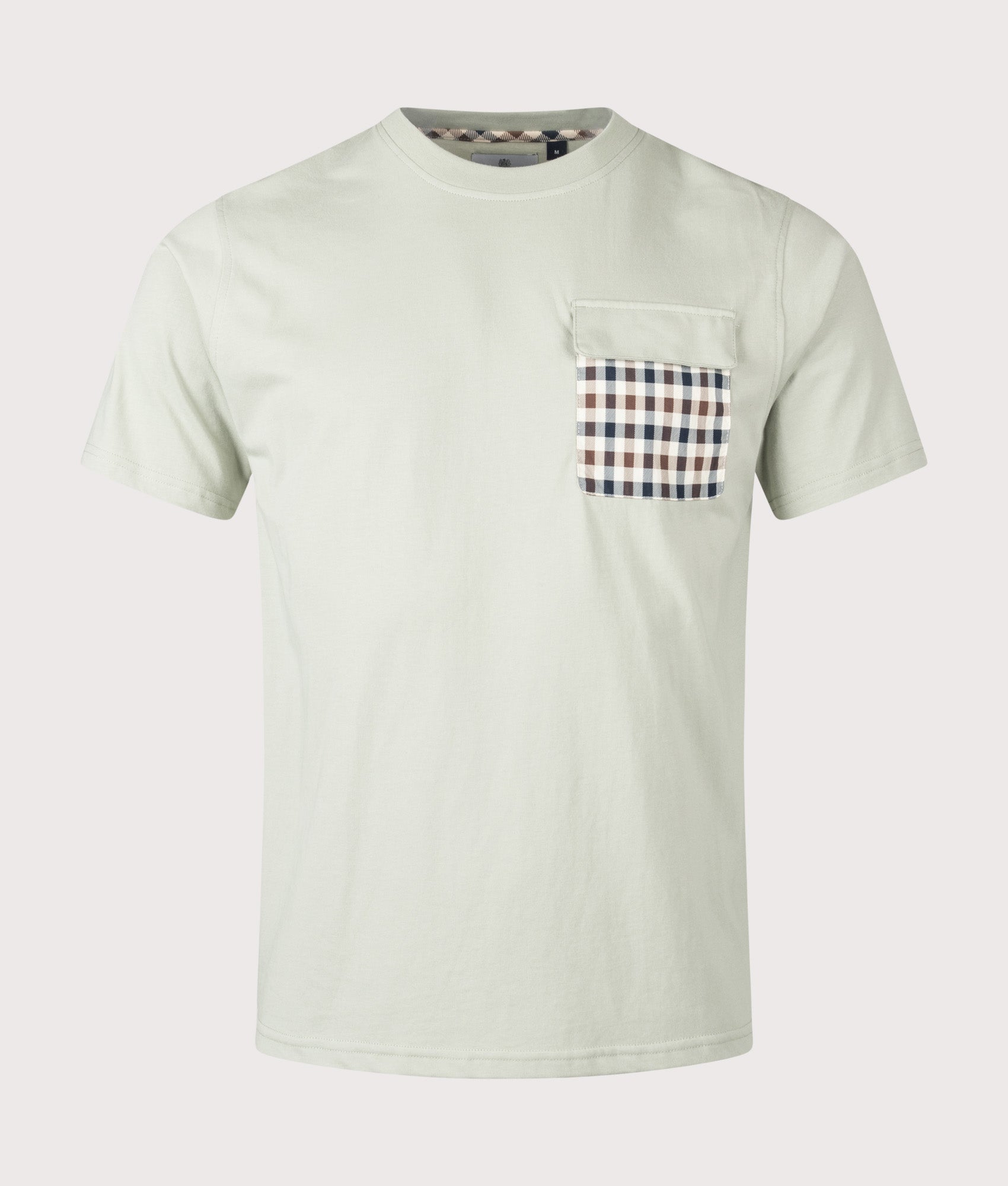 Aquascutum iconic Lamina Pocket T-Shirt in Salvia at EQVVS Menswear. Front shot.