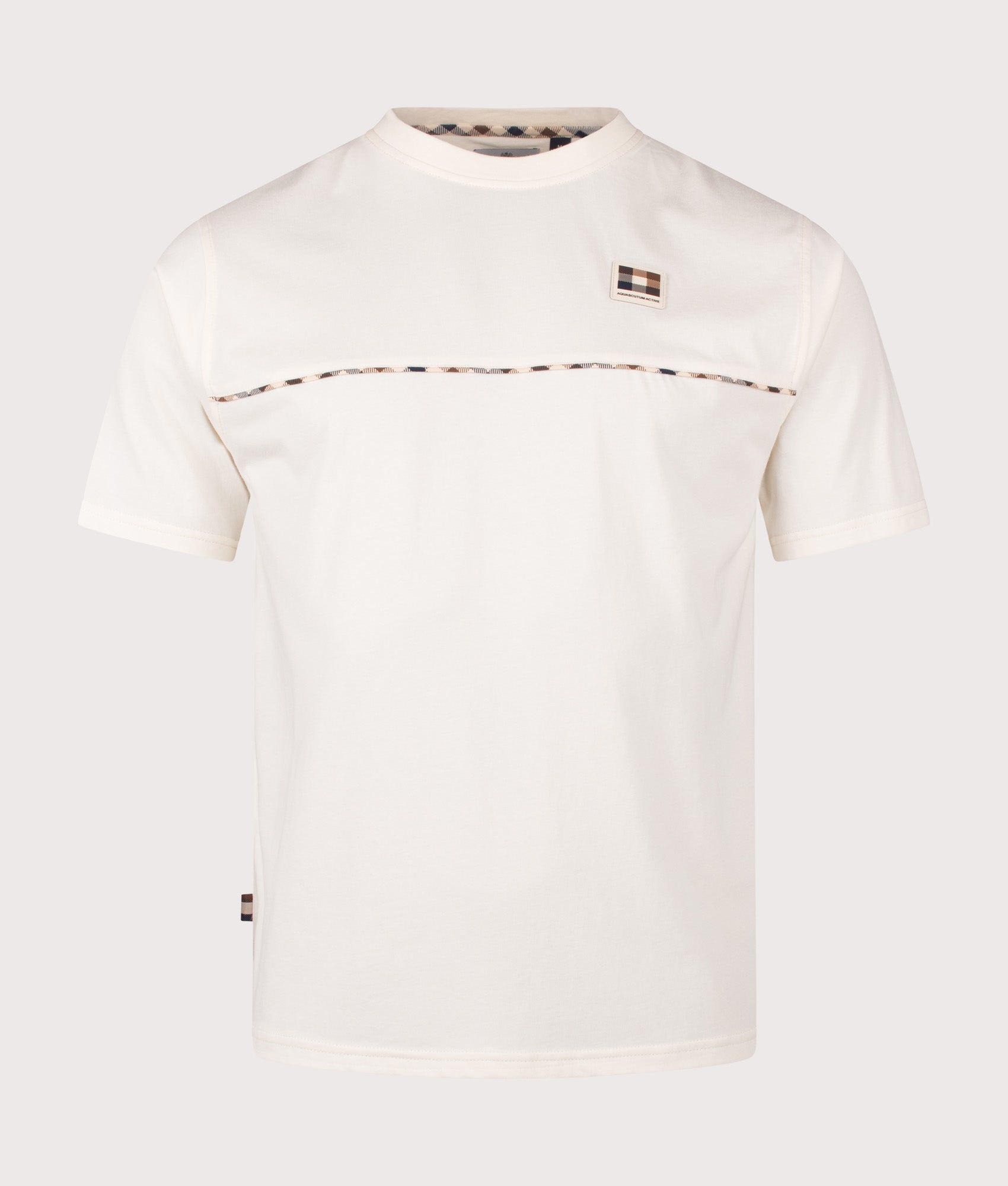 Aquascutum Club Check Piping T-Shirt in Old White at EQVVS Menswear. Front shot.