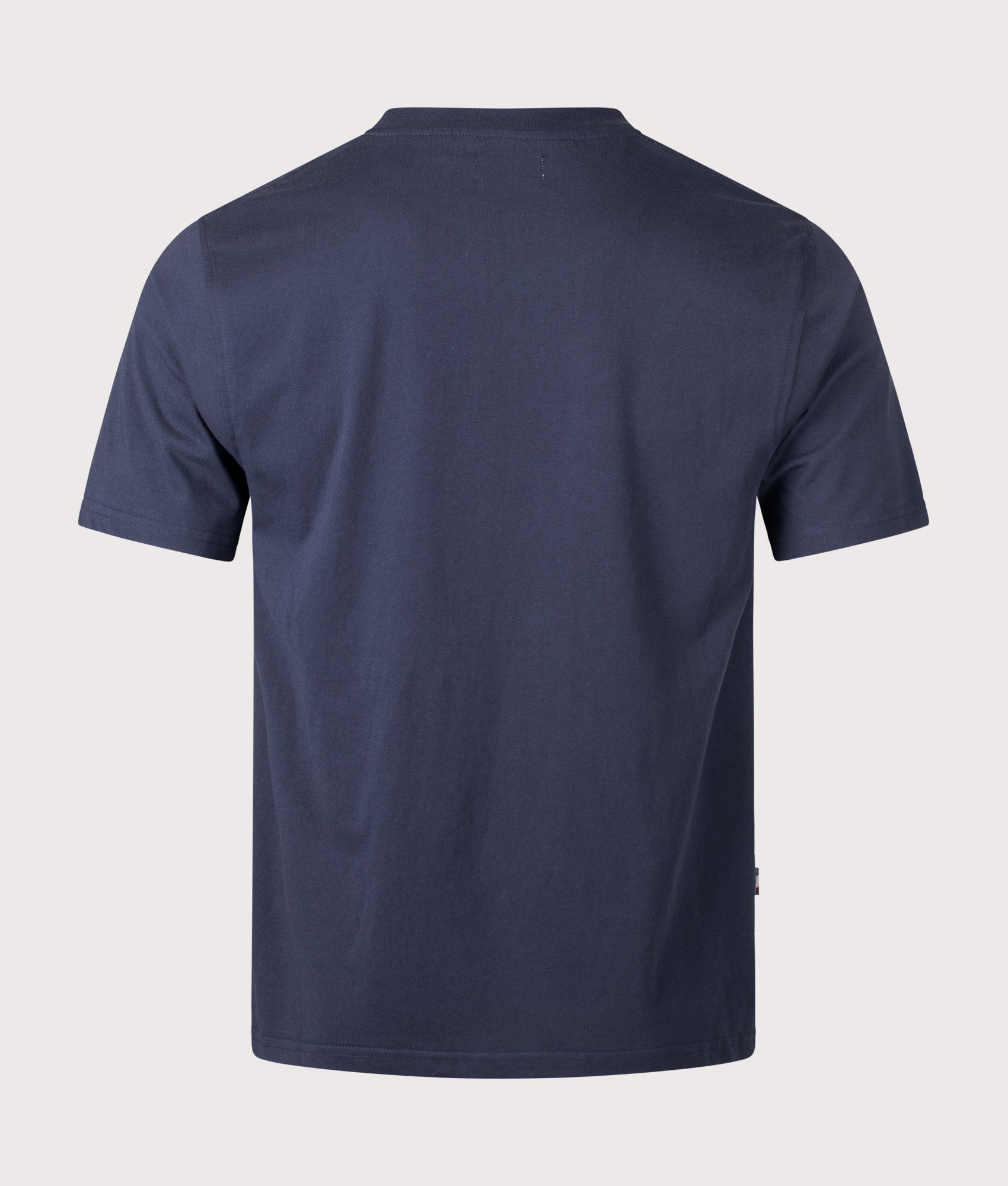 Aquascutum Club Check Piping T-Shirt in Navy at EQVVS Menswear. Back shot.