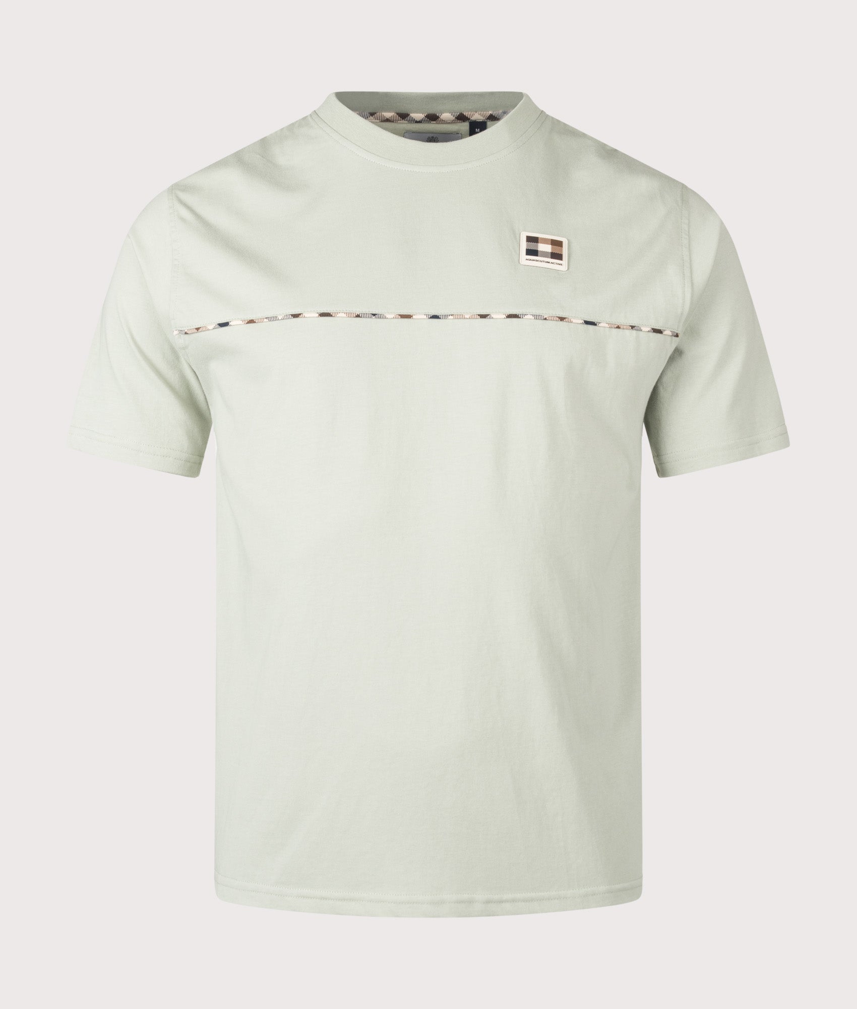 Aquascutum Club Check Piping T-Shirt in Salvia at EQVVS Menswear. Front shot.