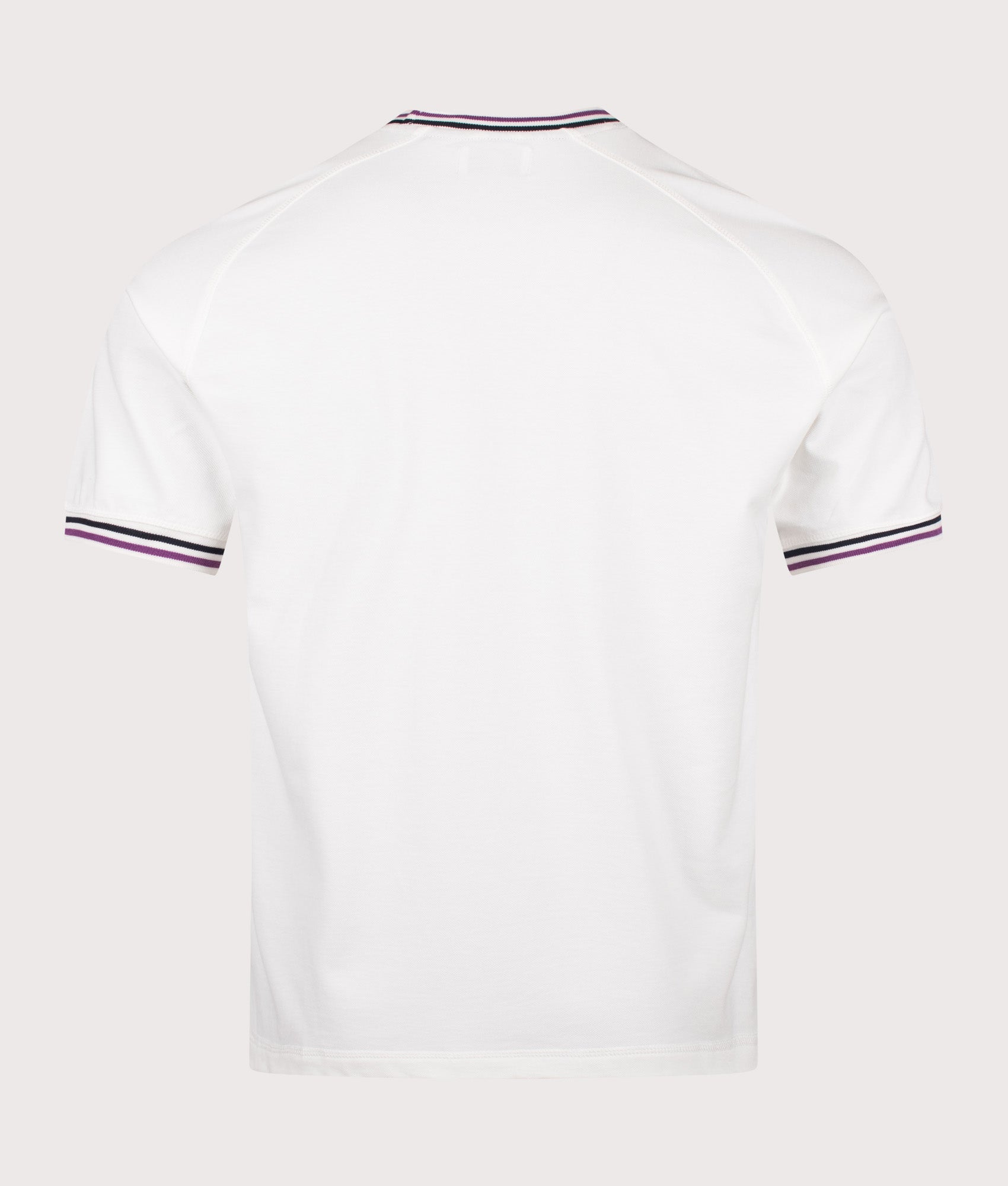 Aquascutum Stripes Piquet T-Shirt in Old White at EQVVS Menswear. Back shot.