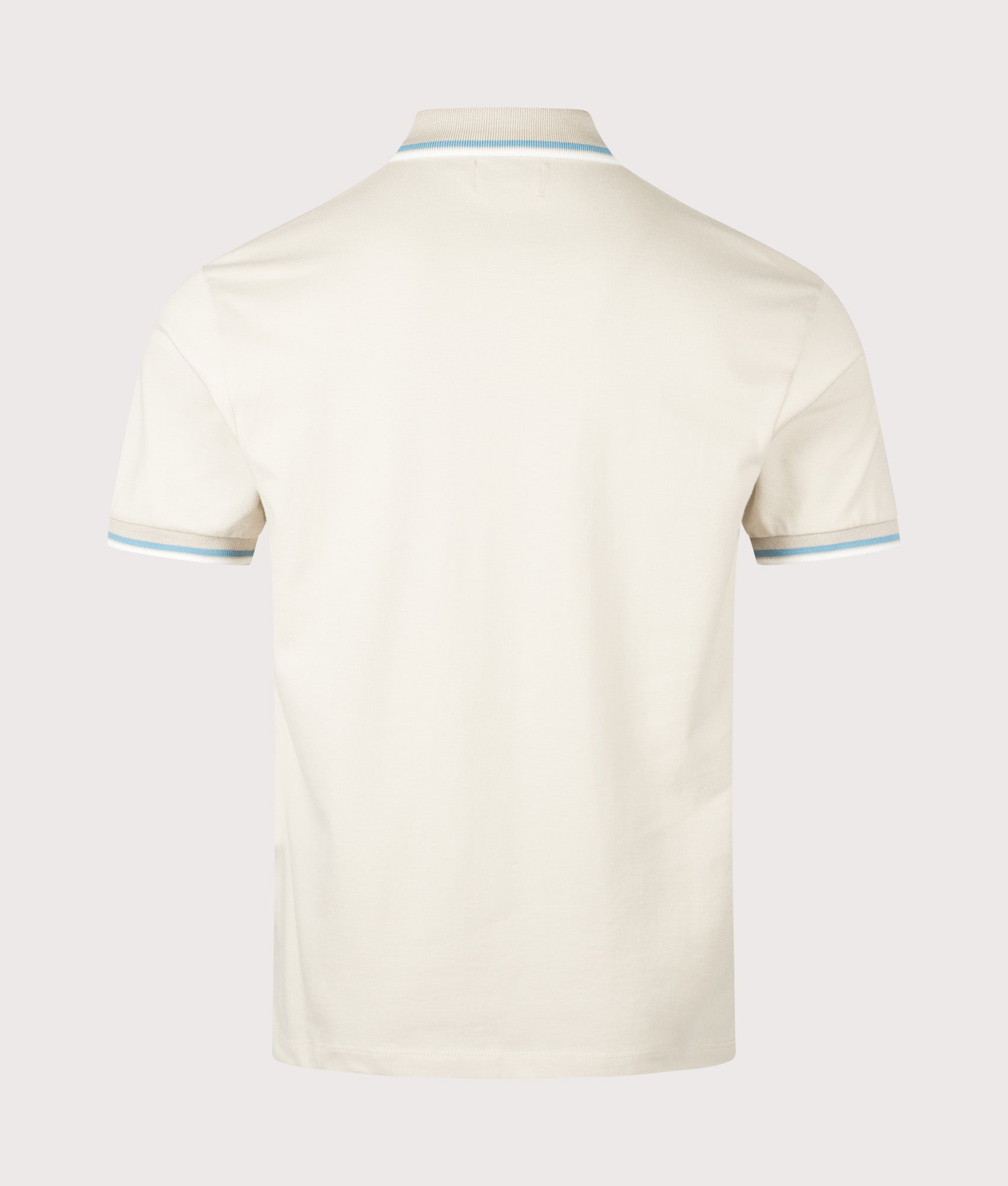 Aquascutum Stretch Piquet Stripes Polo Shirt in Beige at EQVVS Menswear. Back shot.