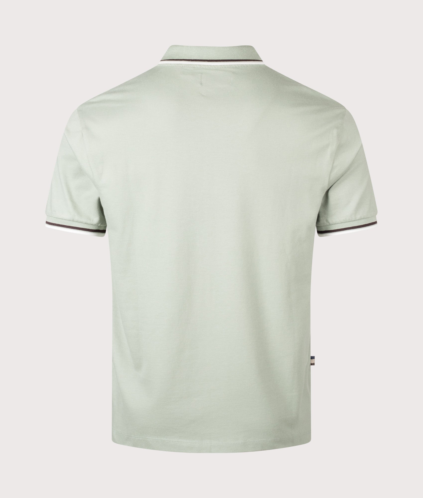 Aquascutum Stretch Piquet Stripes Polo Shirt in Salvia at EQVVS Menswear. Back shot.