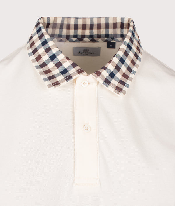 Club Check Collar Polo Shirt in Old White | Aquascutum | EQVVS
