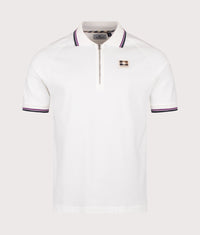 Stretch Piquet Quarter Zip Polo Shirt: 02 Old White 