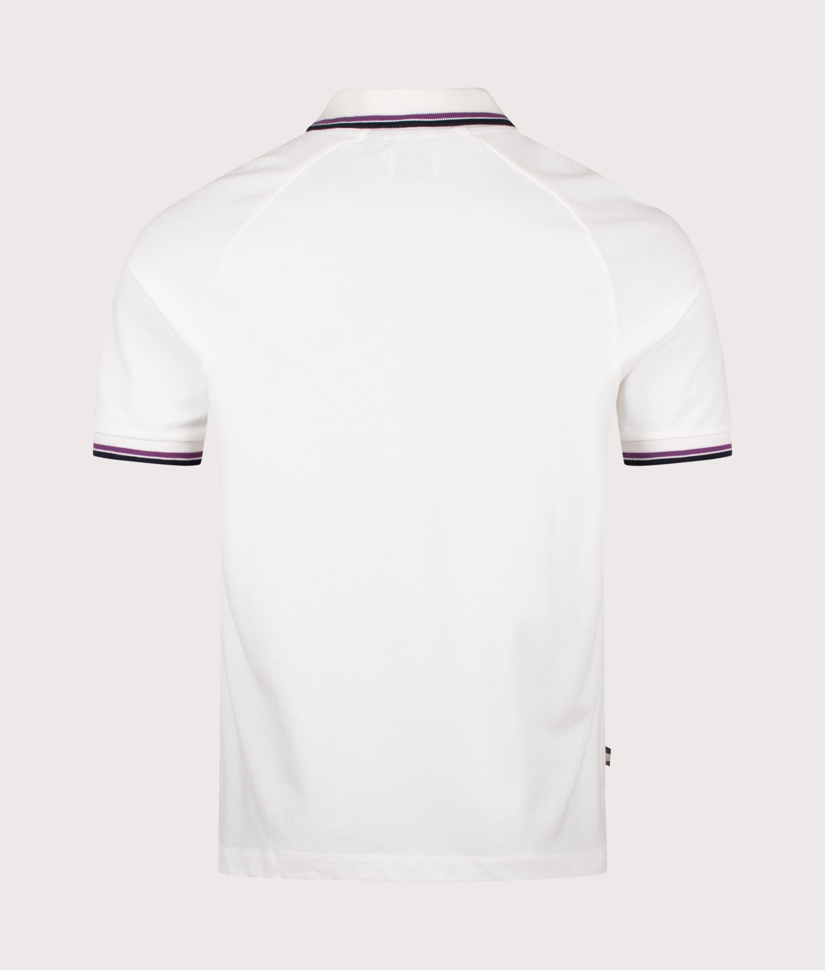 Aquascutum Stretch Piquet Quarter Zip Polo Shirt in Old White at EQVVS Menswear. Back shot.