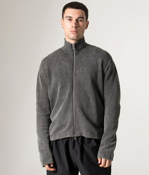 Pigment Dyed Loose Gauge Track Jacket in Black | MKI MIYUKI ZOKU | Shot at EQVVS | Front model shot 