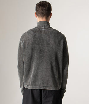 Pigment Dyed Loose Gauge Track Jacket in Black | MKI MIYUKI ZOKU | Shot at EQVVS | Back model shot 