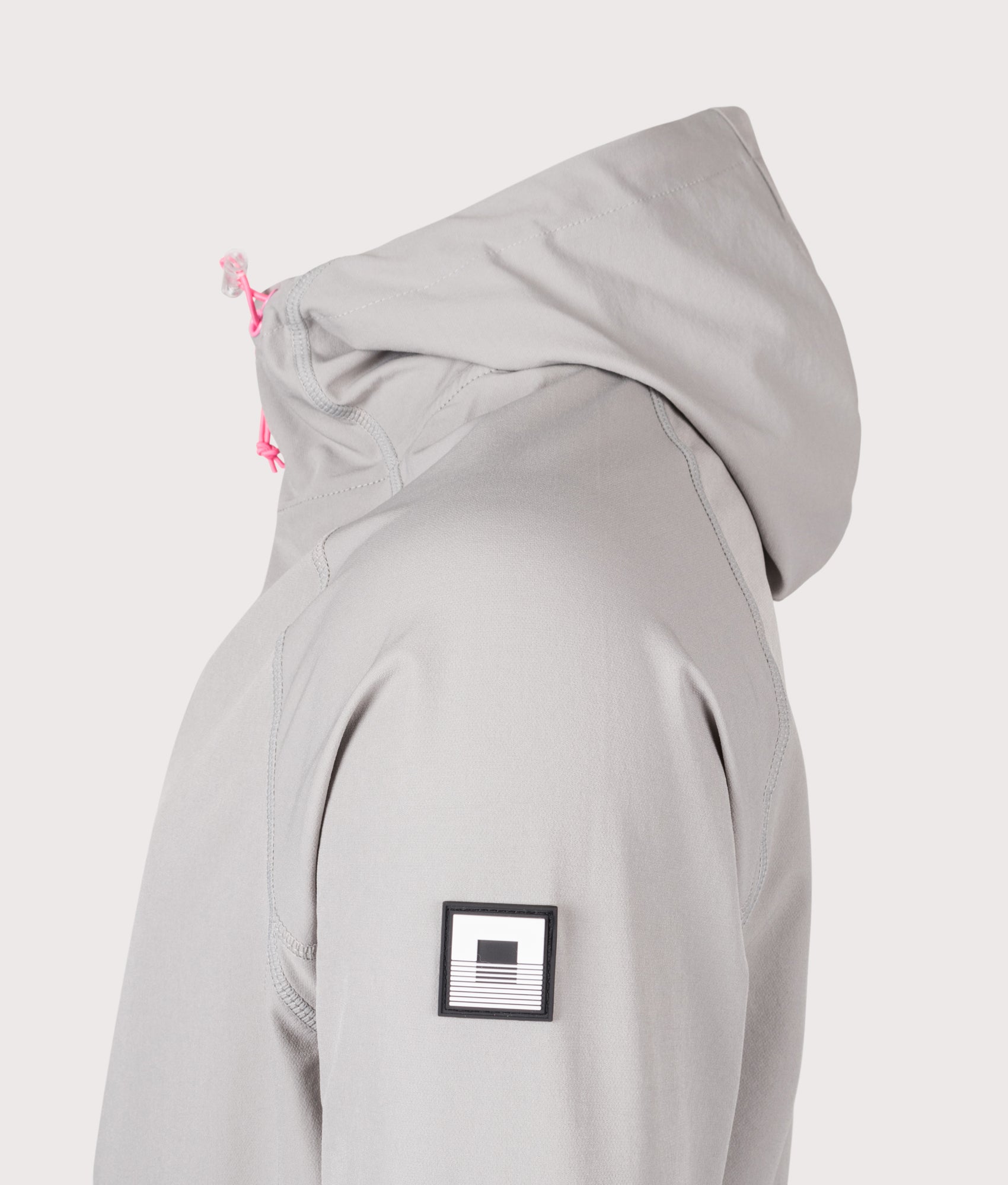 REFLECT Woven Hooded Jacket in Grey at EQVVS Menswear. Side detail shot.