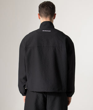 Seersucker Quarter Zip Sweatshirt in Black | MKI MIYUKI ZOKU | Shot at EQVVS | Back model shot 