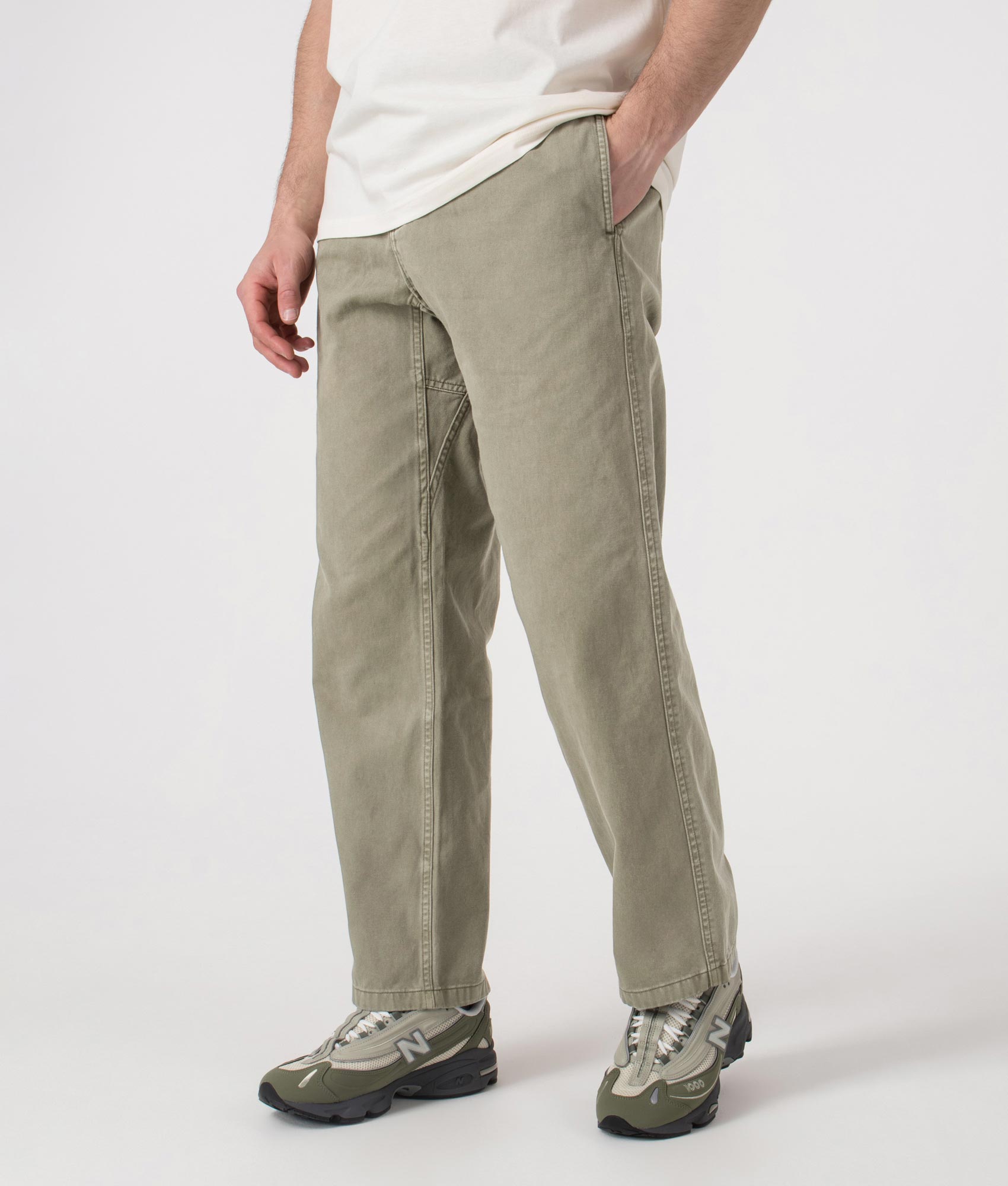 Straight Fit Gramicci Pants. Shot by EQVVS. Angled front shot.