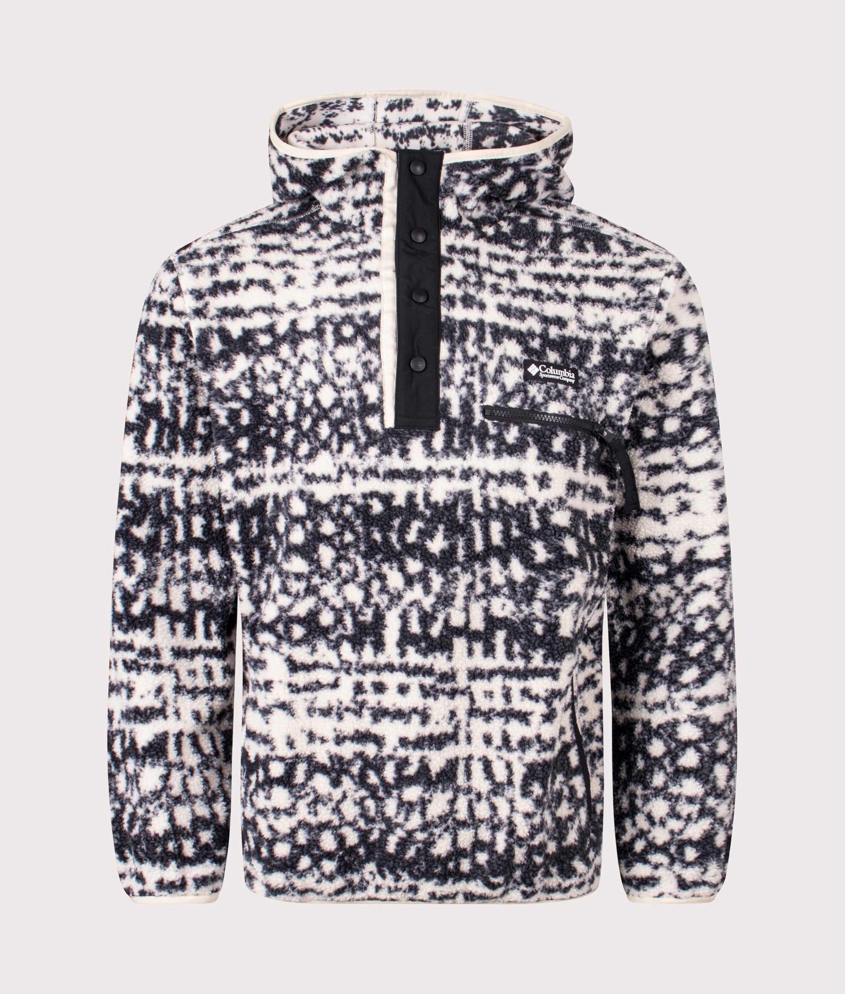 Columbia, Helvetia II Printed Hoodie, black strippled, EQVVS Menswear, front photo shot