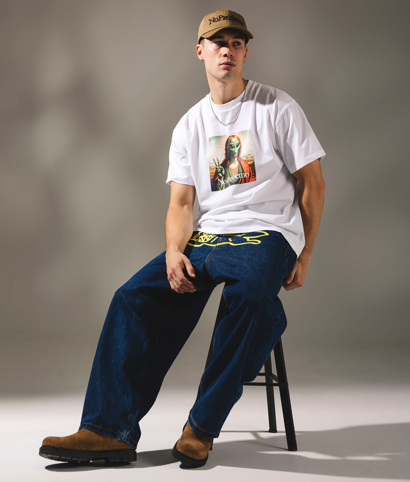 Sweet Jesus T-Shirt by No Problemo in White. Shot by EQVVS. Campaign shot.