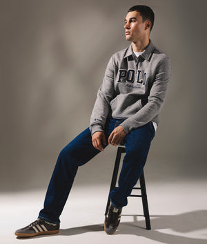 The RL Logo Collared Sweatshirt by Polo Ralph Lauren. Shot by EQVVS. Campaign shot.