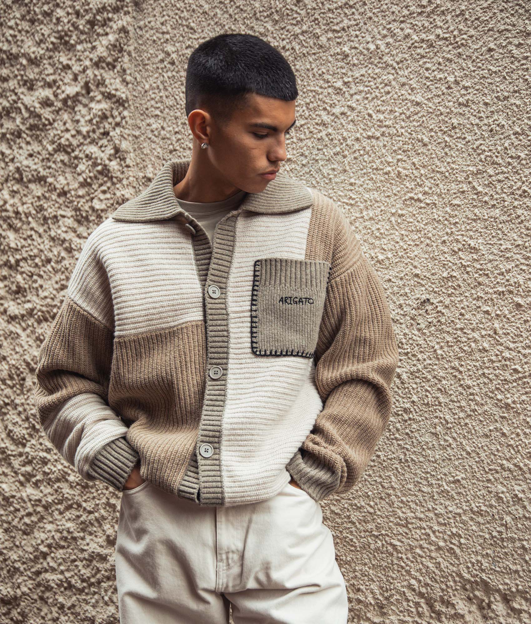 Franco Patch Cardigan Pale Beige | Axel Arigato | EQVVS