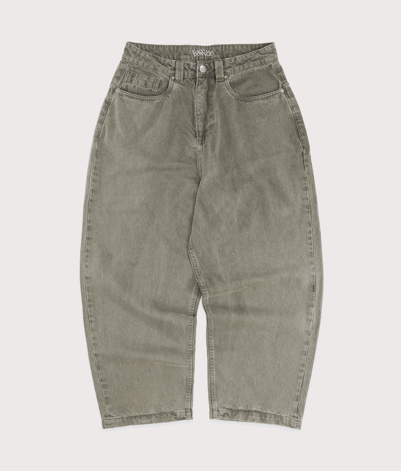 Baggys Baggy Denim Pants in Sage at EQVVS Menswear. Front shot.