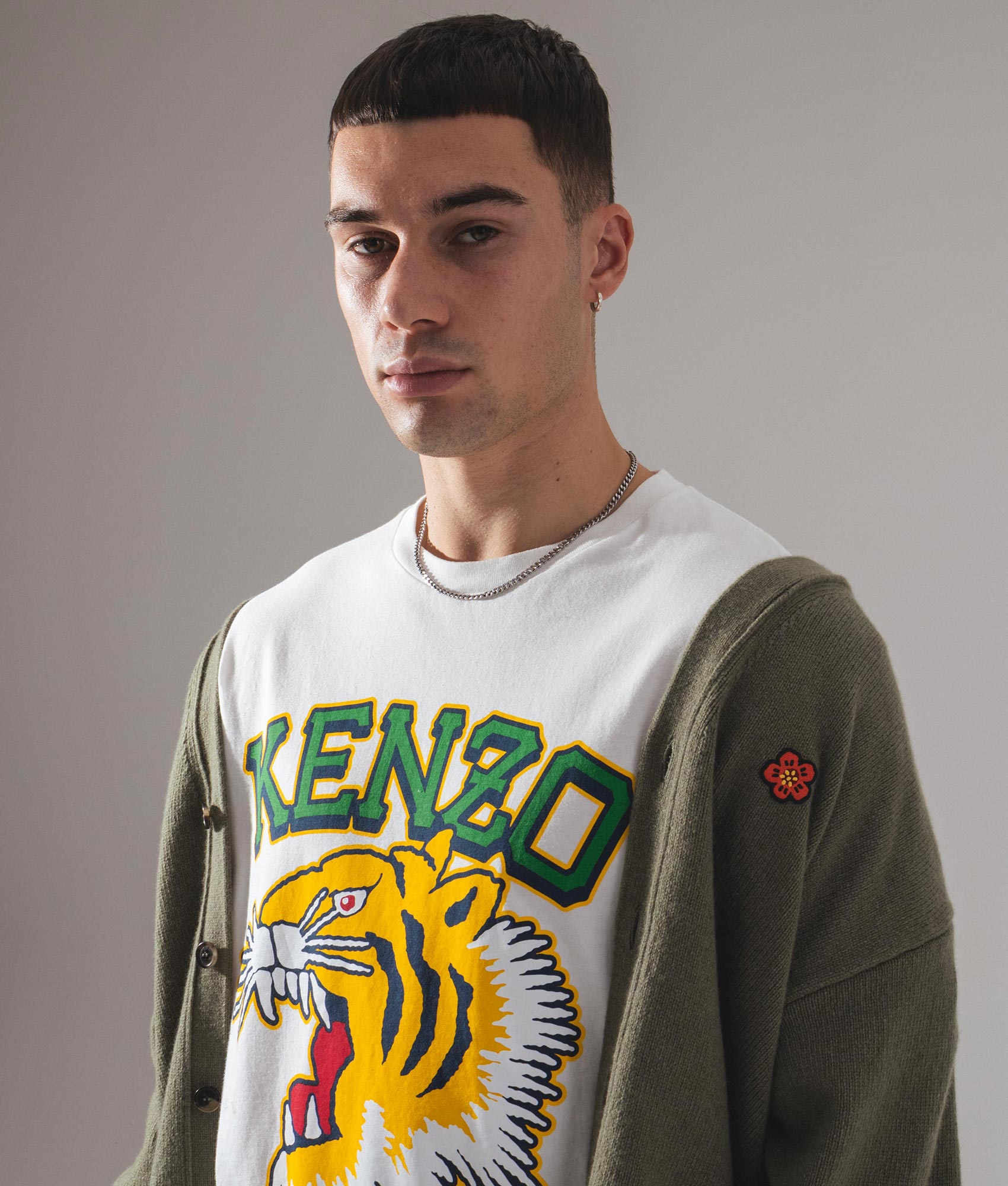 Boke Flower Crest Cardigan Sage Green | KENZO | EQVVS