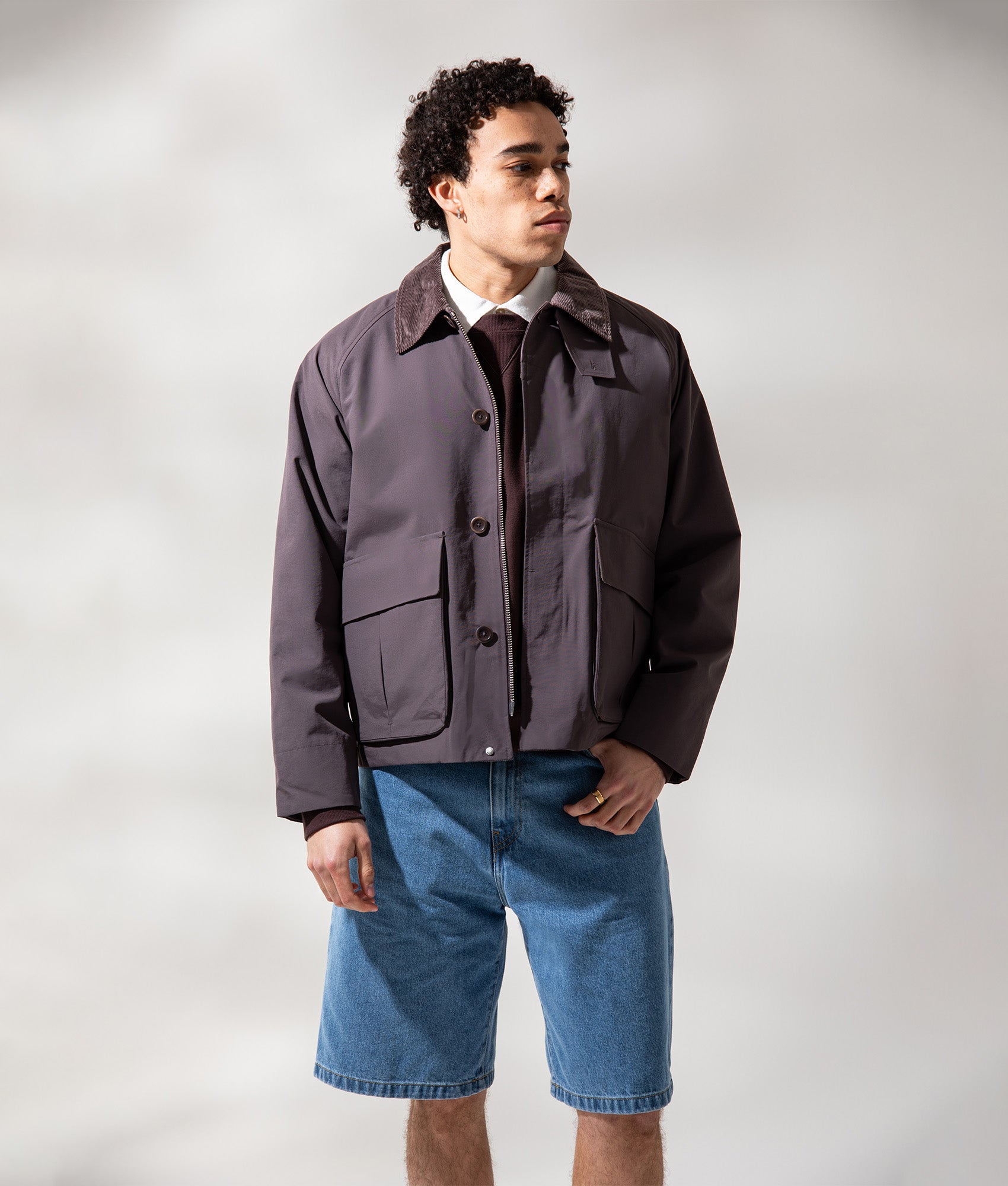 Norse Projects Gribskov Windstopper Jacket in Shale at EQVVS Menswear. Campaign shot.