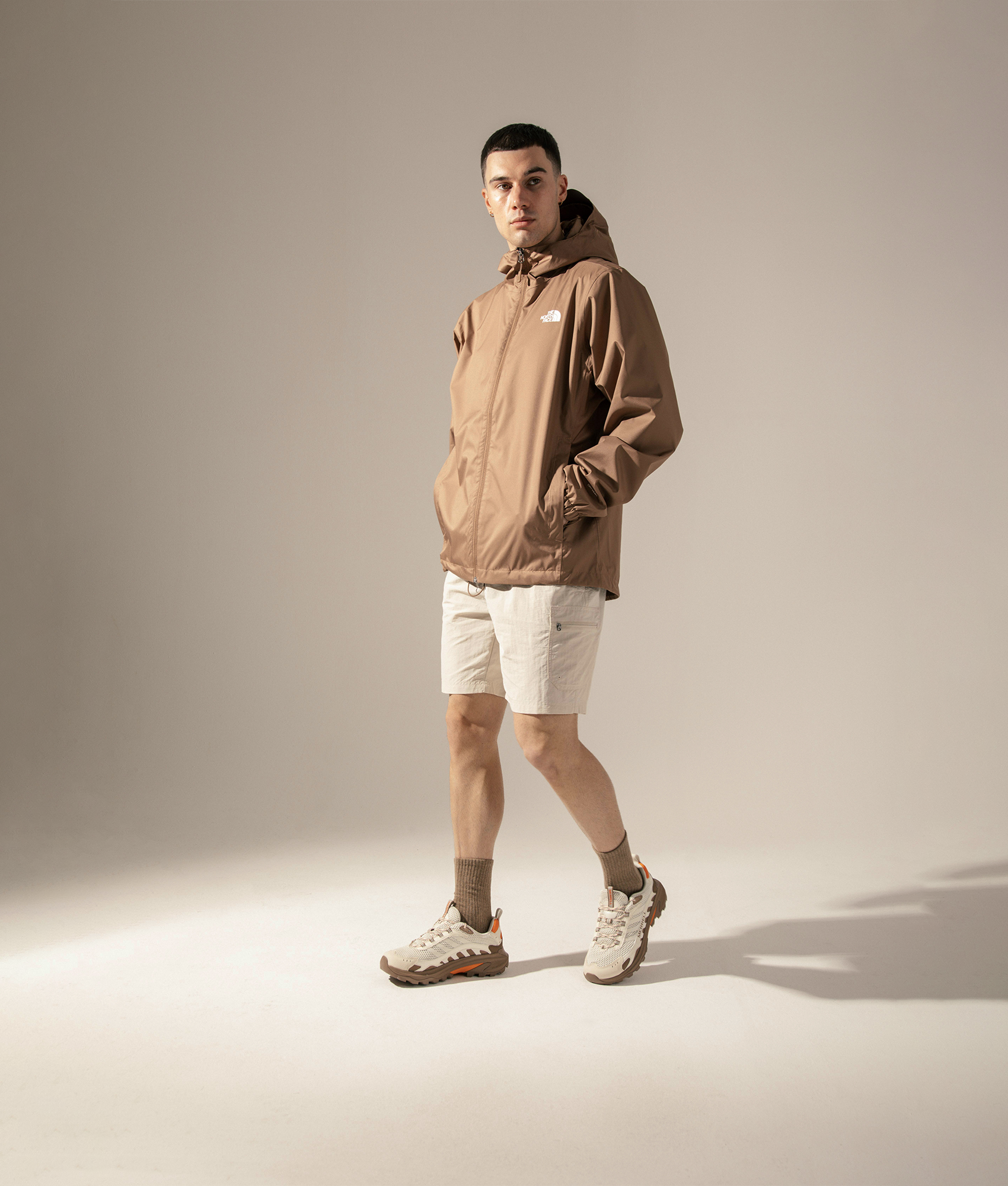 The North Face Quest Jacket in Latte brown. Shot By EQVVS. Campaign Shot.