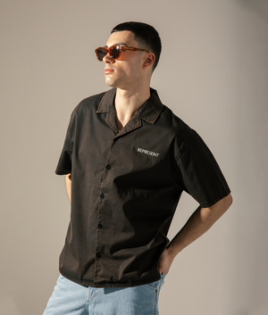 Oversized Represent Serif Shirt. Shot by EQVVS. Campaign shot.