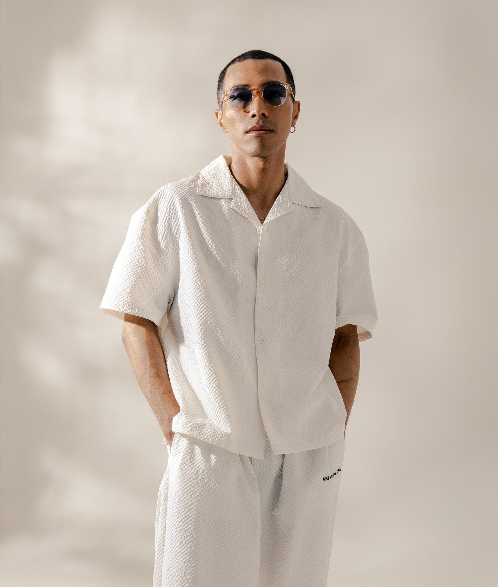 Seersucker Vacation Shirt. Shot by EQVVS. Campaign Shot.