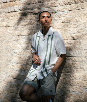 Panelled Short Sleeve Linen Blend Shirt. Shot by EQVVS. Campaign shot.