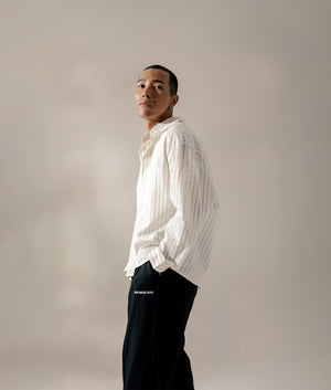 Viscose Linen Wide Fit Suit Pants. Shot by EQVVS. Campaign Shot.