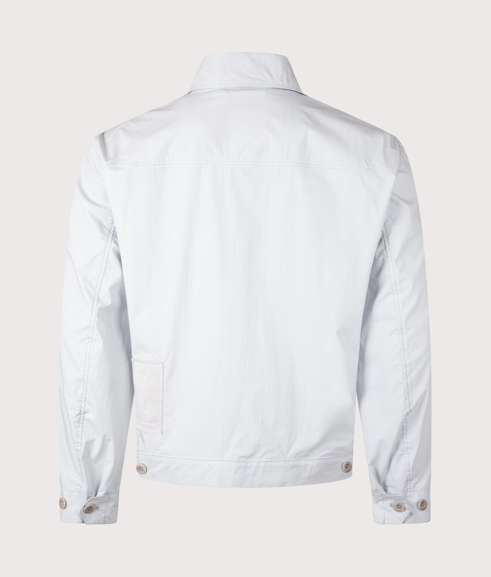 Ten c Piece Dyed Mid Layer Overshirt in Grey Microchip at EQVVS Menswear. Back shot.