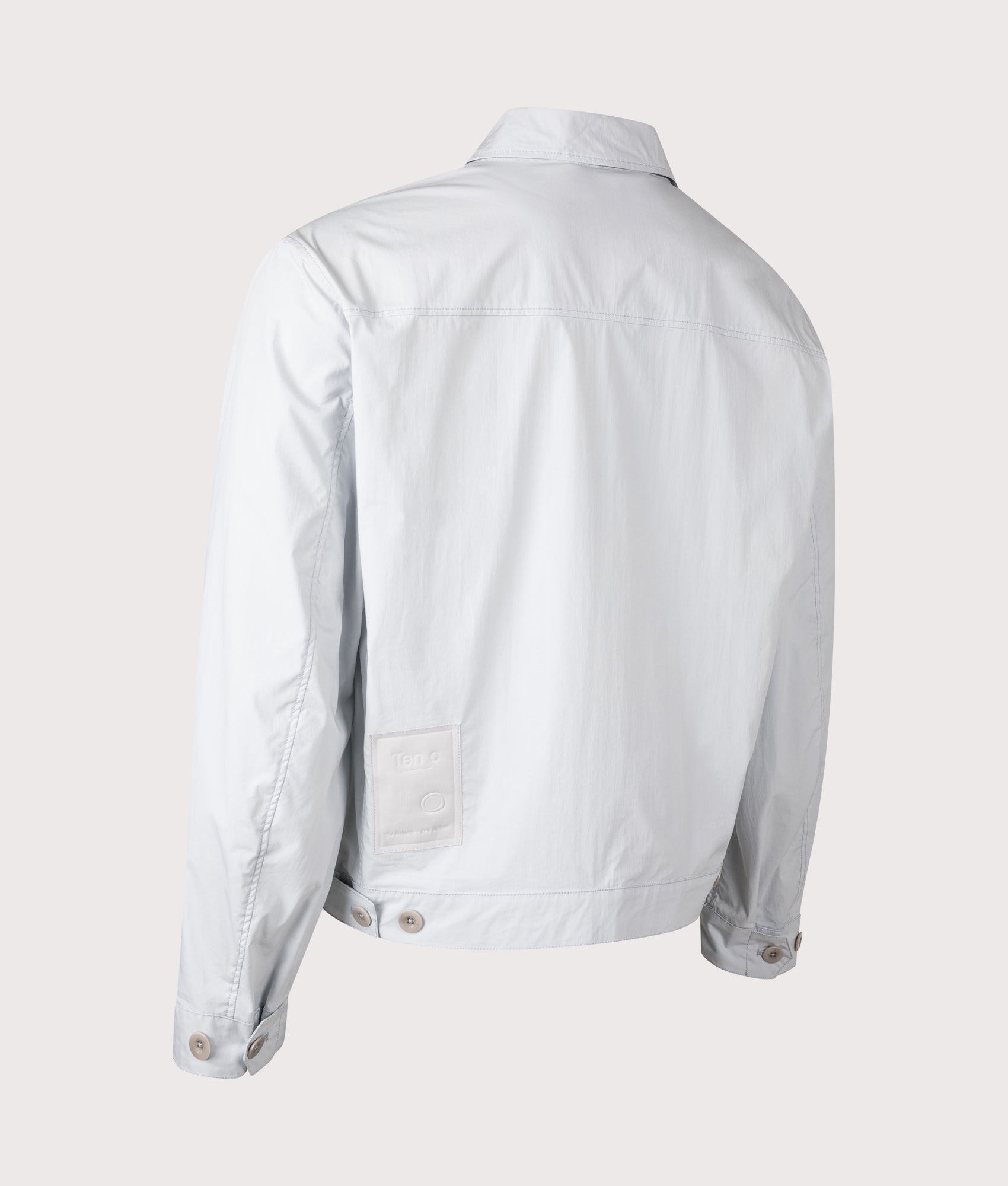 Ten c Piece Dyed Mid Layer Overshirt in Grey Microchip at EQVVS Menswear. Back angled shot.