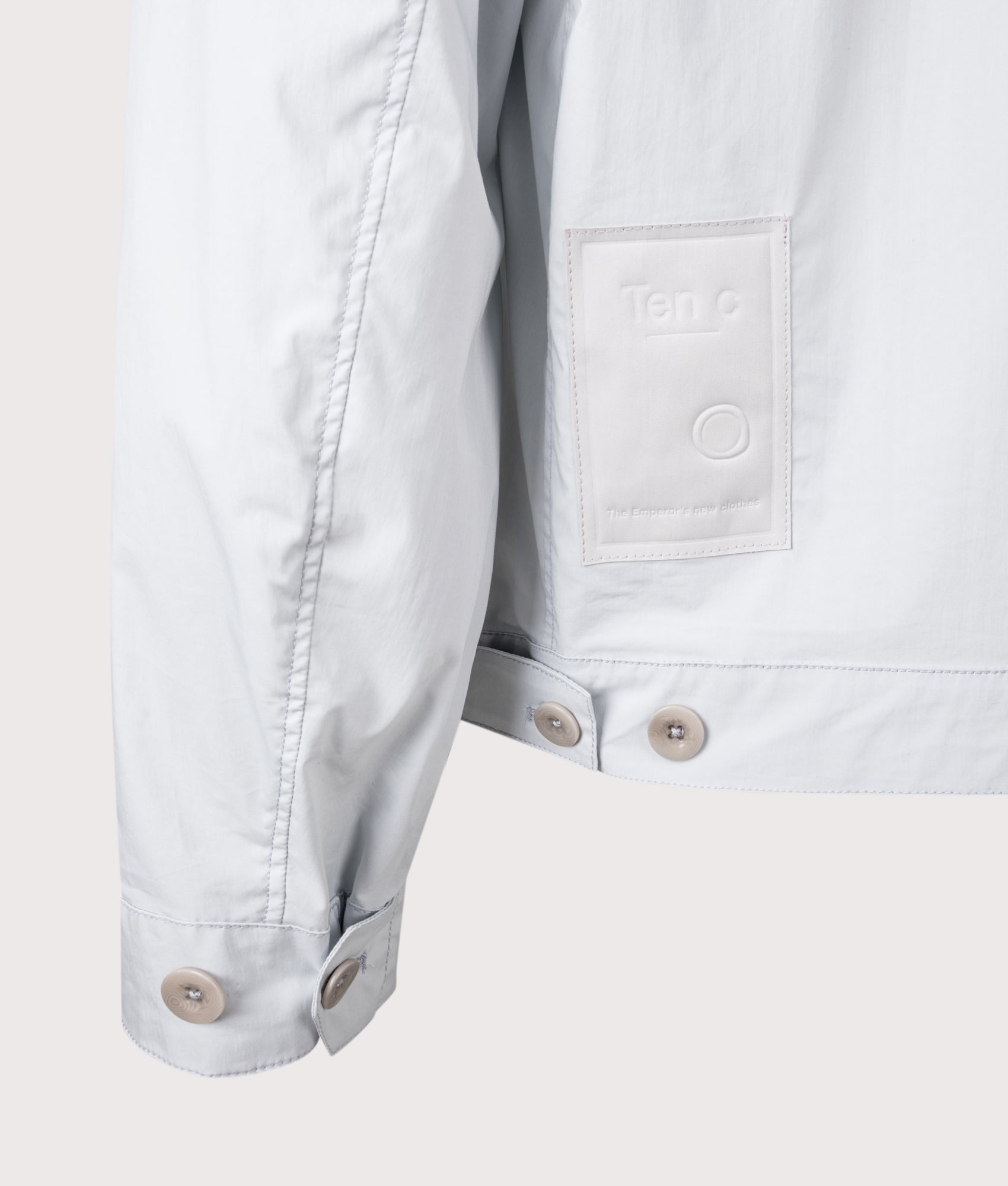 Ten c Piece Dyed Mid Layer Overshirt in Grey Microchip at EQVVS Menswear. Back detail shot.