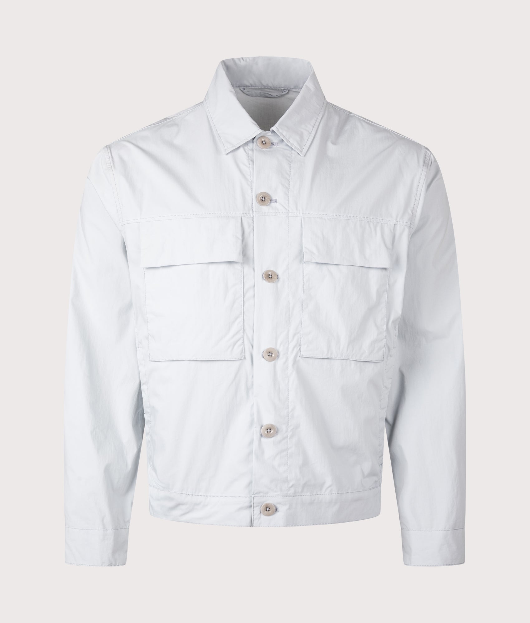 Ten c Piece Dyed Mid Layer Overshirt in Grey Microchip at EQVVS Menswear. Front shot.